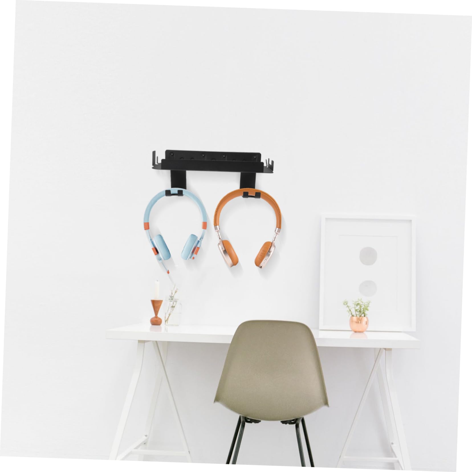 Hemobllo Supporto a Muro Nero in Ferro e Abs per Cuffie e Controller, Soluzione Stabile ed Elegante per Gaming Design Salvaspazio