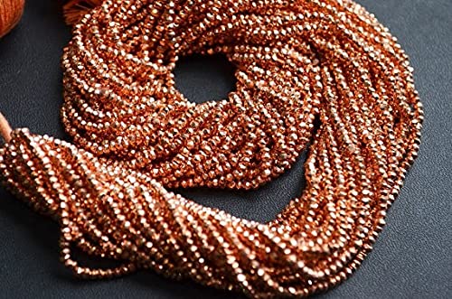 Pyrite rose cuivre facettée LKBEADS en perles rondelles de 2.5 mm pour la création de bijoux DIY
