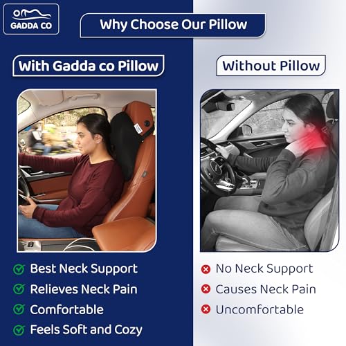 Image of GADDA CO Car Neck Rest Pillow -Memory Foam Car Neck Rest Pillows & Seat Headrest | Cervical Support & Neck Pain Relief|Car Headrest Pillow for Driving Comfort | 2 Years Warranty, Mesh Black -Pack of 2