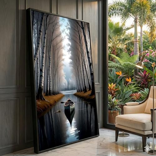 Toile reflétant la nature avec cadre intérieur en bois de 30x50cm