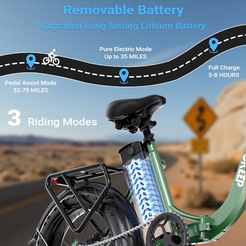 1300W/1800W Folding Electric Bike for Adults, 75-86 Miles