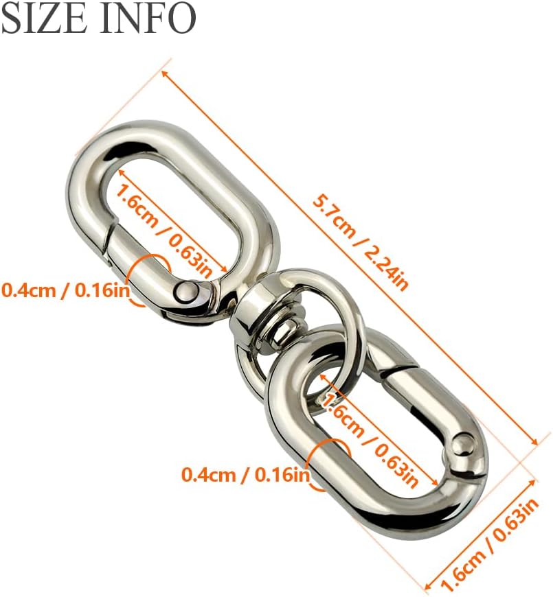 2 PCS Swivel Lobster Claw Clasp, Metal Snap Hooks, Double Opening Key Chain Clip for Bag Car Keychain Making Purse Straps - Image 5
