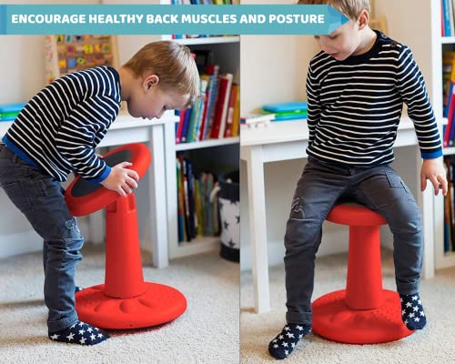 Image of Studico ActiveChairs Kids Wobble Stool, Flexible Seating for Preschool & Elementary Classrooms. Improves Focus & Posture, Helps ADHA /ADD, Wiggle Seat, [Active Desk Chairs], 14 inch Stool, Ages 3-7, Red