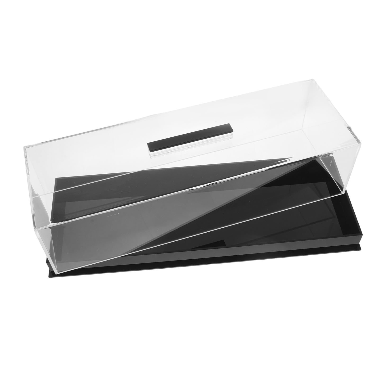 Beaupretty Soporte para Tartas Rectangular de Acrílico Negro con Tapa, Bandeja de Exhibición de Postres Fácil de Limpiar para Fiestas y Cumpleaños