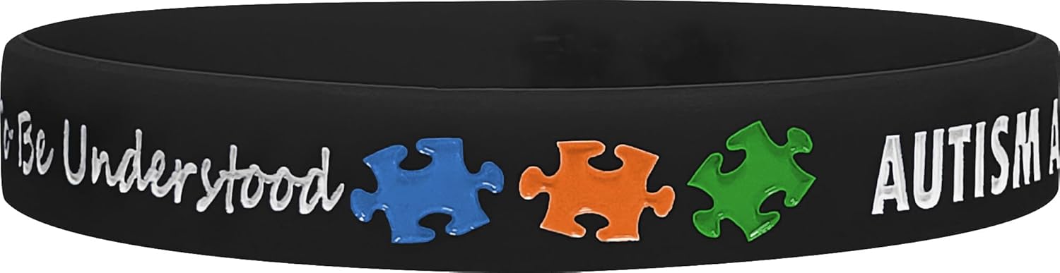 Fight Like a Girl Autism Awareness Silicone Wristband Bracelet - Because All Kids Deserve To Be Understood - 10 Pack (Black) - Image 4