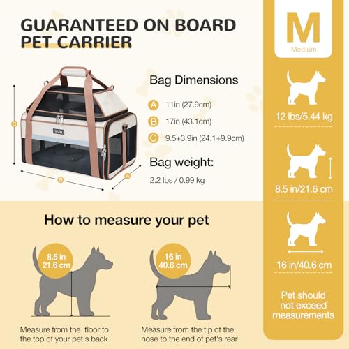 Image of Lekereise Top-Expandable Pet Carrier 17x11x9.5 Inch Alaska Hawaiian Airline Approved Soft Sided Underseat to 12lbs Travel Carriers for Small Dogs and Cats with Locking Safety Zippers Anti-Scratch Mesh
