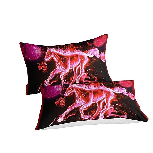Housse de couette cheval 3D parure de lit 200x200 microfibre - 3