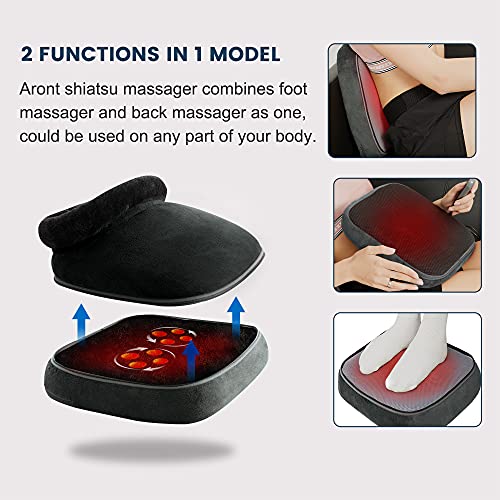 Aront Shiatsu Foot Massager Warmer-2-In-1 Shiatsu Foot And Back Massager With Heat-Kneading Feet Massager Machine Massagers For Back,Leg,Foot -Use At Home, Office #TOP1