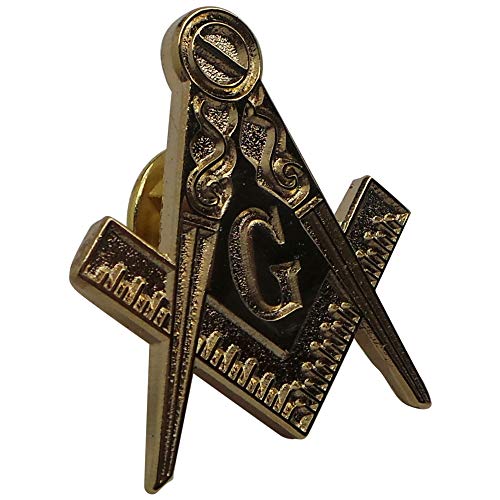 Preisvergleich Produktbild Freimaurer-Anstecknadel, 24 Karat vergoldet, mit Holz-Etui