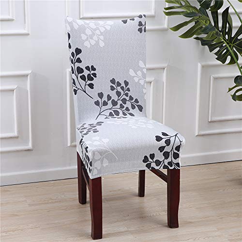 Chickwin Dining Chair Slipcovers Chair Covers, Seat Protector Soft Stretchy Removable Washable Chair Covers for Home Kitchen Hotel Dining Room Banquet Wedding Restaurant (Black and White,1pc)