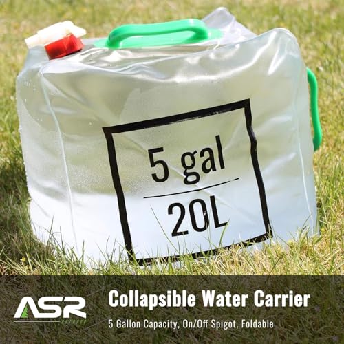 ASR Outdoor Collapsible Water Carrier Camping Emergency Bag - 5 Gallon/20 Liter