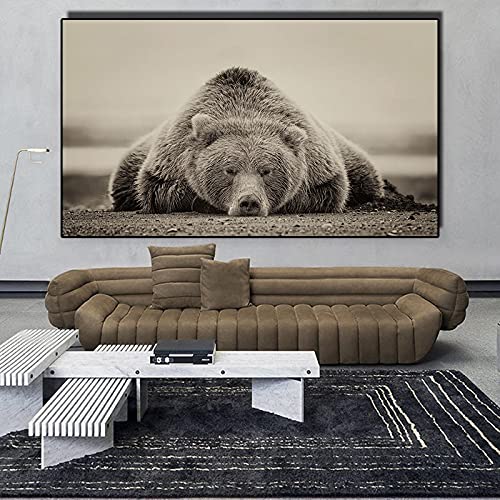 Dier Canvas Schilderij Zwarte Beer Liggend Op De Grond Poster Print Modern Wall Art Foto Voor Woonkamer Home Decor… - Image 3
