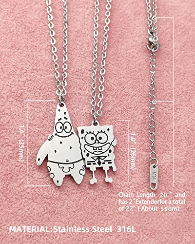 Hofoya A Pair Spongebob And Patrick Star Necklace,Sisters Necklace Set 2,Best Friend Pendant Of 2 Bff Friendship Cute Funny Cartoon Pendant Necklace Set Christmas Birthday Valentine's Day Gift For Couples Sisters Best Friends. #TOP5
