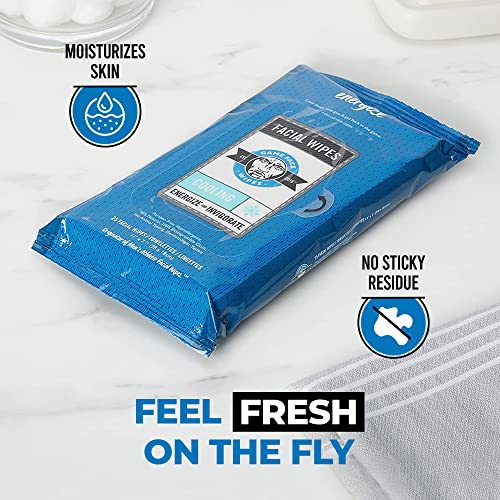 Game Face Cooling Face Wipes 25 Count XL Size Compostable Cloth Naturally Formulated and Lightly Scented Hydrating, Energizing, and Invigorating Wipes for Athletic, Sport, and On The Go Needs. - Image 4