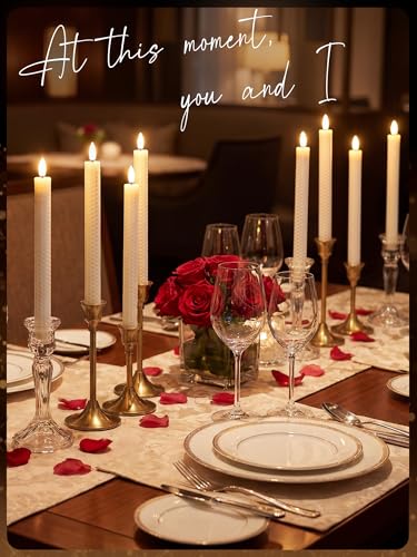 Image of Treela 24 Pcs Flameless Taper Candles Battery Operated ulkB Fake Candles Light LED Candle Sticks Flickering Tapered for Wedding Anniversary Holiday Decoration(Honeycomb,10 Inch,Ivory)