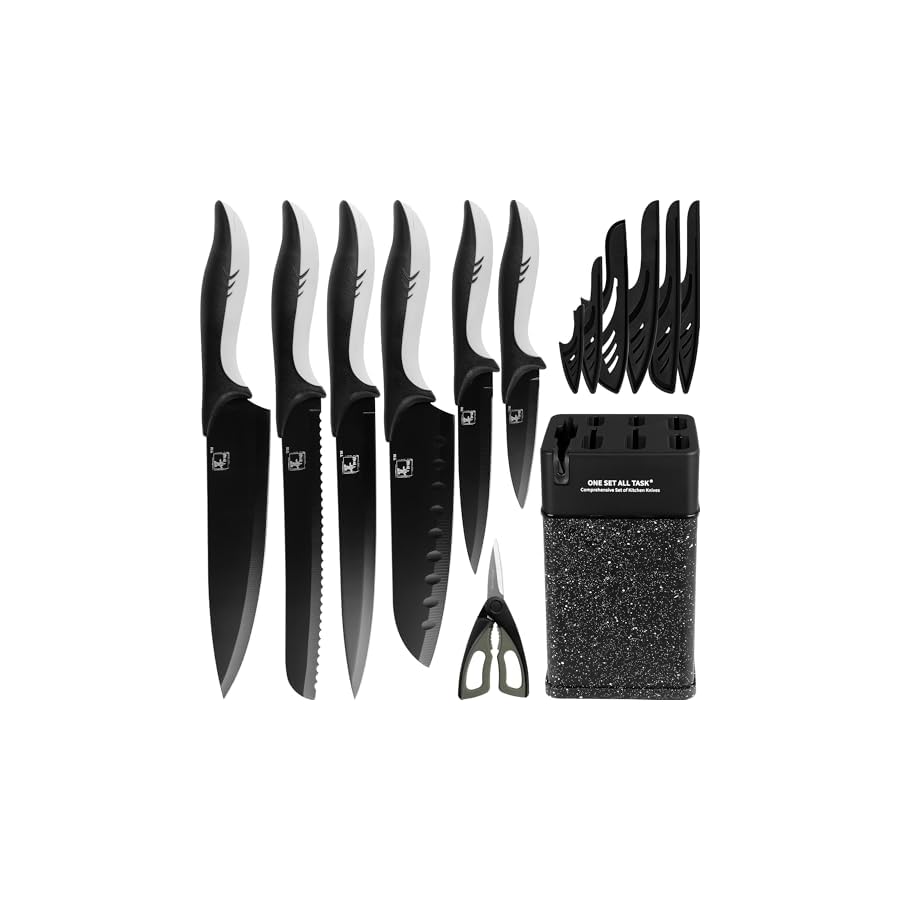 Knife Sets for Kitchen with Block, 8 Pcs Kitchen Knife Set with Block Self Sharpening, Sharp Cutlery Knife Set with Stainless Steel Blades for Precise Cutting, Anti-slip Handle