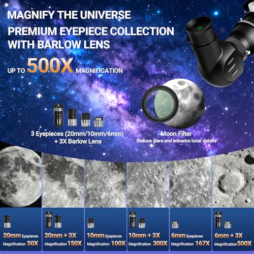 Image of NACATIN Astronomy Telescope for Adults & Professionals, 90mm Aperture 1000mm with Dual Slow-Motion Rods - for Ultra-Smooth & Precise Tracking, Telescope for Adults high Powered for Moon & Planets