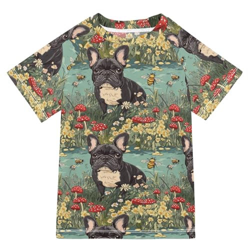 Bathing Suit Girls Short Sleeve Swimsuits for Kid Girls 7T Cartoon French Bulldog Dogs A River