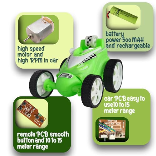 Image of SMART BOY Remote Control Small Stunt Car for Kids Boys Girls, RC 4WD, 2.4 Ghz Remote Control, Anti Skid Rubber Tires for On Off Road - Any Surface Driving - Green 368