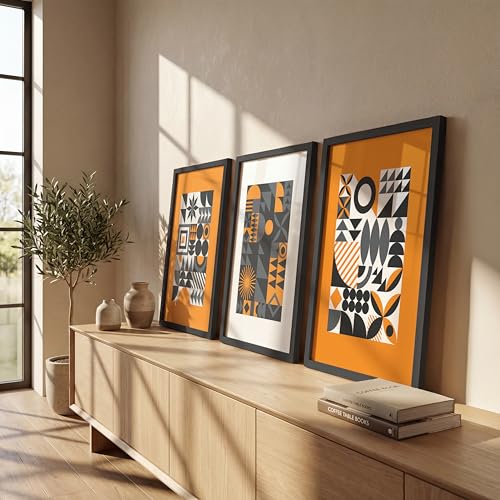 Image of NoWorries Attractive geometrics modern art wall decor framed art prints, Paintings for living room, bedroom and office (Theme-Minimalist) Set of 3 (Art-9, 13x19inch)