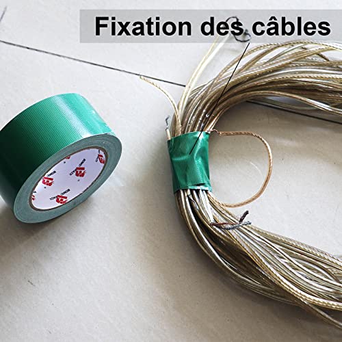 BOMEI PACK Universal - Ruban Adhésif Toilé, Heavy Duty Duct Tape 2 rouleaux 50 mm x 25 m pour les travaux de réparation, fixation, de scellage, d'étiquetage et de rénovation, verte – vue 6