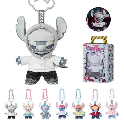 MINISO Disney Stitch GenZ Street Collection Vinyl Plush Pendant Surprise Box Figure Model Random Design Blind Box Toy Collectible Toy for Home Decor Birthday Gifts (Random One Figure)