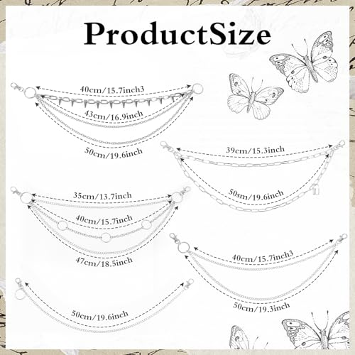 Silver Chain Belt, Jeans Pants Chains Pocket Punk Hip Hop Y2k Belt Goth Accessories Metal Wallet Chain for Men Women2