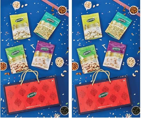 Image of Happilo Dry Fruit Celebrations Gift Box Iris 390g, Ideal for Festive Gifting (Upahaar), Hamper For Corporate Gifts, Family, Friends, Office Clients Occasion (Pack of 2)