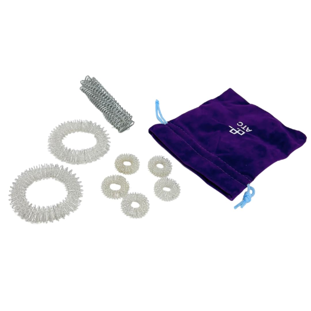 ATC Handels GmbH Set de masaje de manos y dedos Deluxe – diferentes colores y tamaños – para masajes suaves y relajación intensa (plata, 8 piezas)
