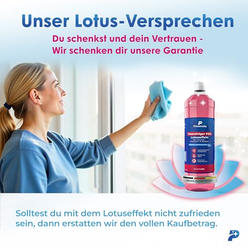 Primavella Glasreiniger Pro mit Lotuseffekt – Fensterreiniger Konzentrat für strahlendes Glas – Reinigung...