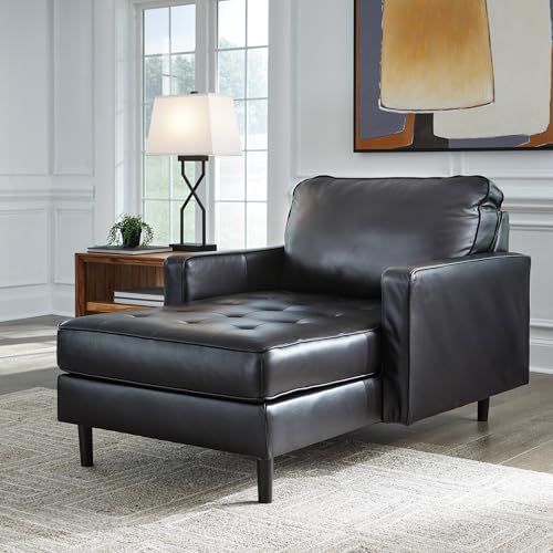 Image of Signature Design by Ashley Bryceview Chaise Lounge, No Assembly Required, Combination of Leather and Faux Leather, Indoor Relaxation, Onyx Black 42 inch W