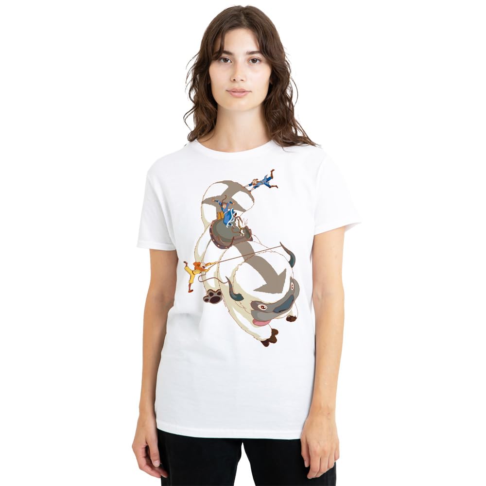 Avatar The Last Airbender Hang On Appa Ladies T Shirt, White, X-Large