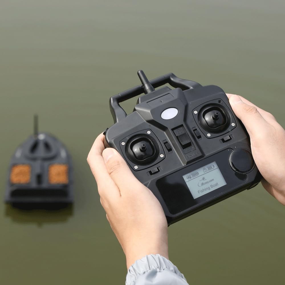 500m Ferngesteuert Futterboot Angeln Nachtangeln 5.4km/h Fischköder Köderboot mit LED-Navigator-Licht, Fernbedienung Futterboote Bait Boat Ferngesteuertes Köderboot, 1.5 KG Beladung