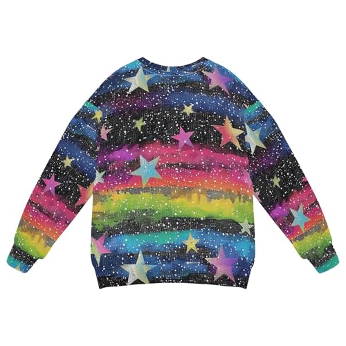 JUNZAN Glitter Gothic Stars on Rainbow Big Boys Pullover Hoodie Long Sleeve Fall Tops Shirts Sports 4T2