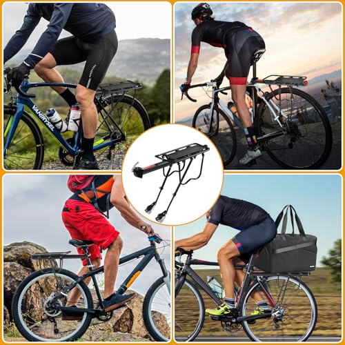 PussMog Rear Bike Rack, Aluminum Alloy, Black, 185 lbs Load Capacity, Quick Release, Cycling Camping Touring by PussMog - Image 7