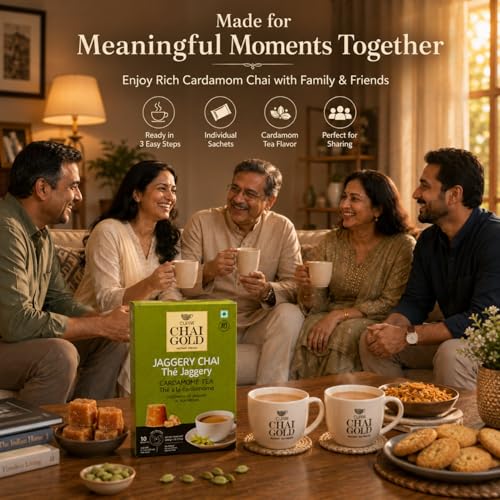 Té chai instantáneo con jaggery en polvo, pack de 10 miniatura 7
