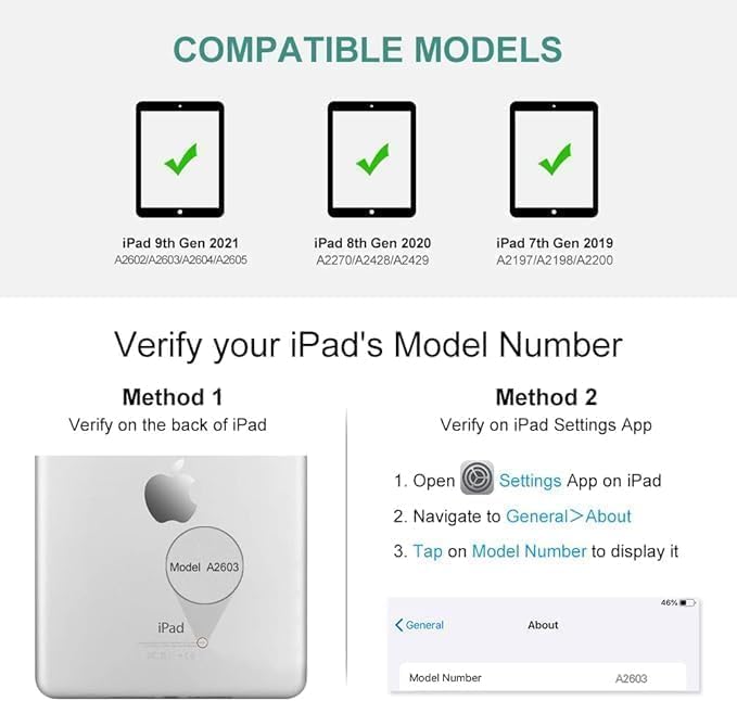 MMK Keyboard Case Compatible with iPad 10.2 inch 9th Gen 2021,for iPad 8th Generation 2020, 7 Color Backlit 360 Rotatable Wireless Detachable Bluetooth Keyboard Cover Tablet Case - Image 2