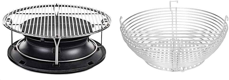 Kamado Joe KJ-Hyper Classic SloRoller KJ Sl?Roller Plus The Rack, Black, 18.288 cm*44.704 cm*44.704 cm & KJ-MCC23 Stainless Steel Charcoal Basket Grill Accessory for Classic Joe, Black