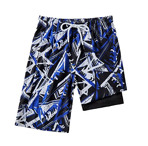 IRELIA Boys Swim Trunks with Boxer Brief Liner Compression Swimming Shorts Quick Dry Swimwear A02 7-8 - image 1