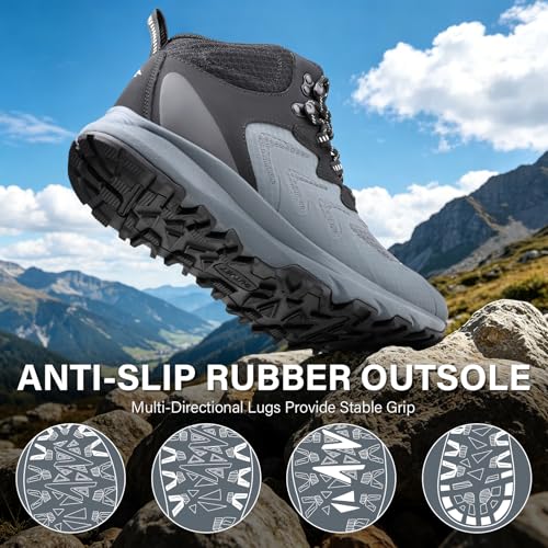 Image of Men's Waterproof Hiking Boots Lightweight Comfortable Outdoor Walking Trail Boots Shoes