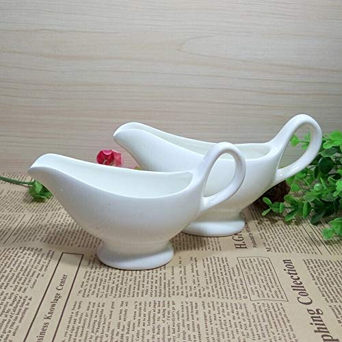2 Packs Porcelain Gravy Boat, 4 oz Easy Pour White Gravy Boat for Salad Dressings, Milk,Broth, Creamer Microwave & Dishwasher Safe
