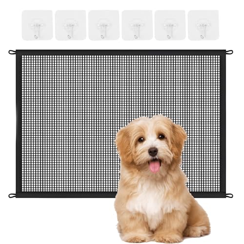 7 Stück Treppenschutzgitter Ohne Bohren Set, Türschutzgitter Ohne Bohren 110 x 72 cm, Türgitter Hunde und Baby Kindersicherung Treppe, Hundegitter Tür Babygitter (1 Treppenschutzgitter+6 Haken)