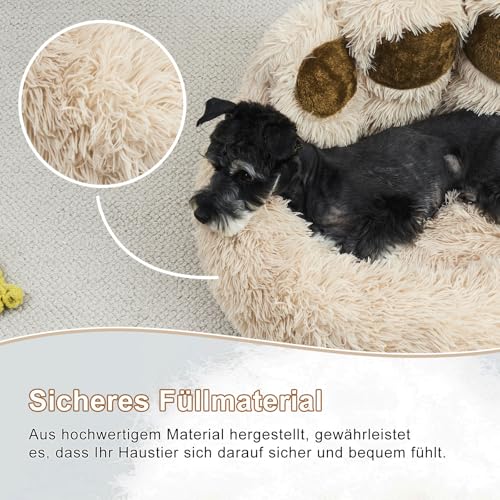Jiupety Round Hundebett Flauschig von Pfote Form, Donut Hundebetten, Hundebett Kleine Hunde Größe 66cm, Dog Bed Bequem und Weich, Hundebettn Waschbar, Kamel