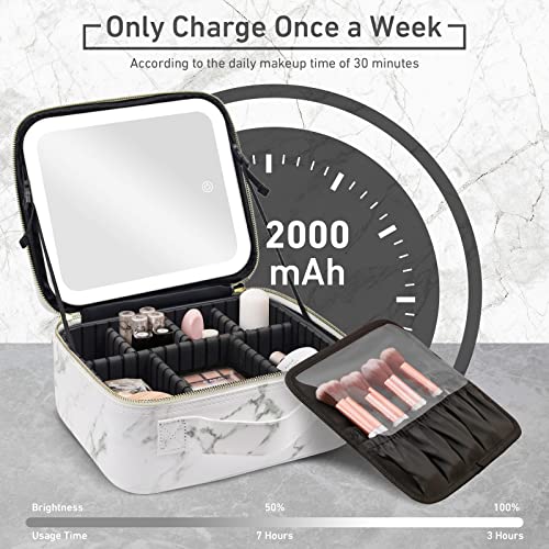 Travel Makeup Bag with Mirror and Lights, Makeup Case with Lighted Mirror 3 Color Lights - Image 3