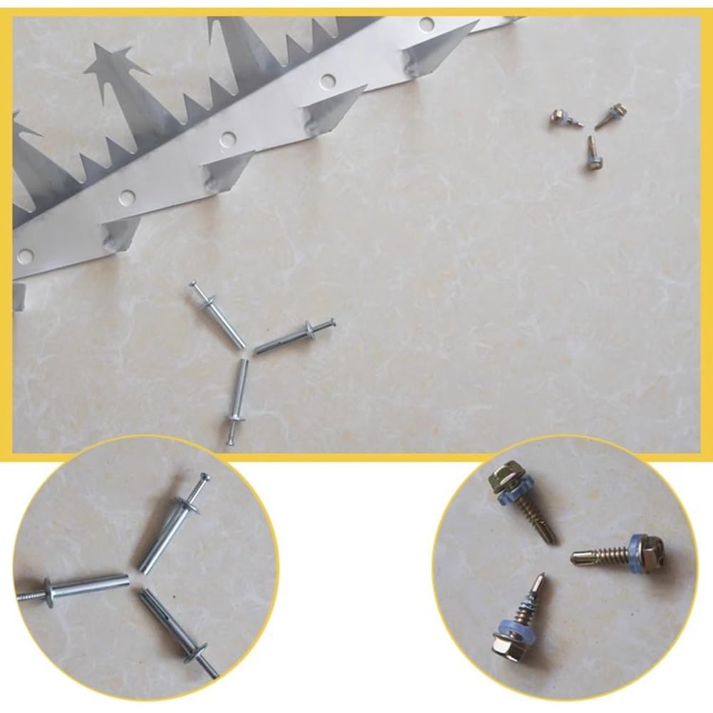 Rygcrud Pinchos Metálicos Anti-Escalada para Vallas Y Muros, 2mm De Espesor Acero Galvanizado Alambre De Púas Disuadir El Robo Alambre De Espino para Jardín Techo/Railing(Black)