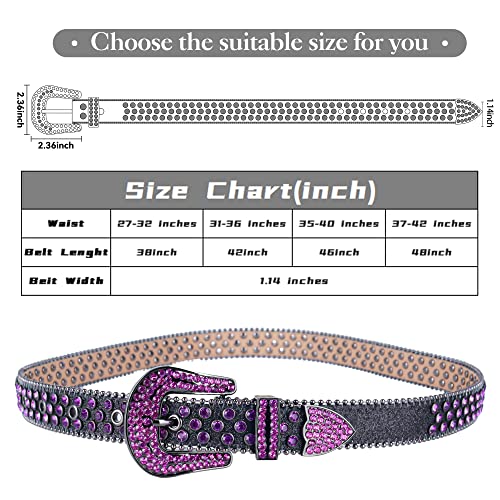 Men Women Rhinestone Belt Western Bling Luxury Strap Leather Sparkle Studded Belts 1-1/7"(29mm) Wide4