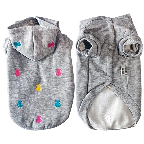 LeerKing Hundepullover Fleece Pullover Hoodie Pyjama Flauschiger Katzenpullover für kleine mittelgroße Hund Französische Bulldogge Kleidung Dackel Chihuahua S