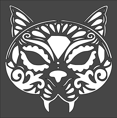 Kachi Pencil Art & Craft Layering Stencil, Sugar Cat Skull 8X8 in Crafts, Arts, Scrapbooking - Painting on The Wall, Wood, Glass and Other, Reusable DIY Decorative Stencil