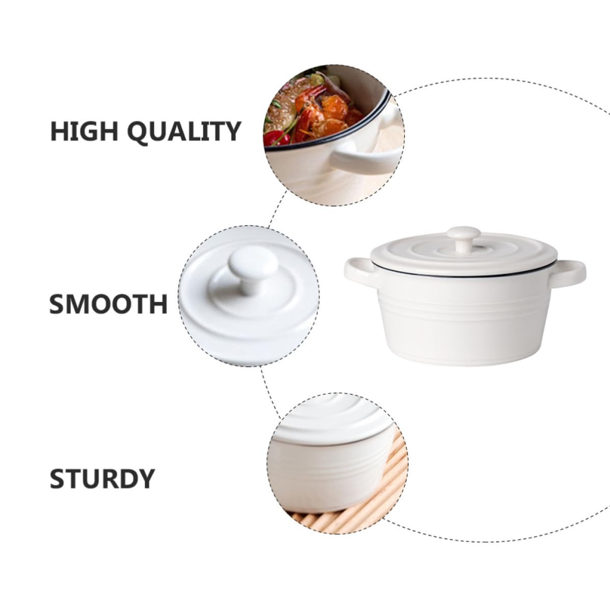 Sosoport Tazón de Sopa de Cerámica Resistente al Calor y Ligero Diseño Exquisito y Funcional con Doble Asa y Tapa Adecuado para Cocina y Camping