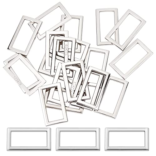 Image of GORGECRAFT 1 Box 20Pcs Metal Flat Rectangle Rings 25mm Inner Length Heavy Duty Silver Alloy Buckle Loop for Luggage Bag Backpacks Wallets Belt Garment Strap DIY Sewing Crafts Decoration Accessories